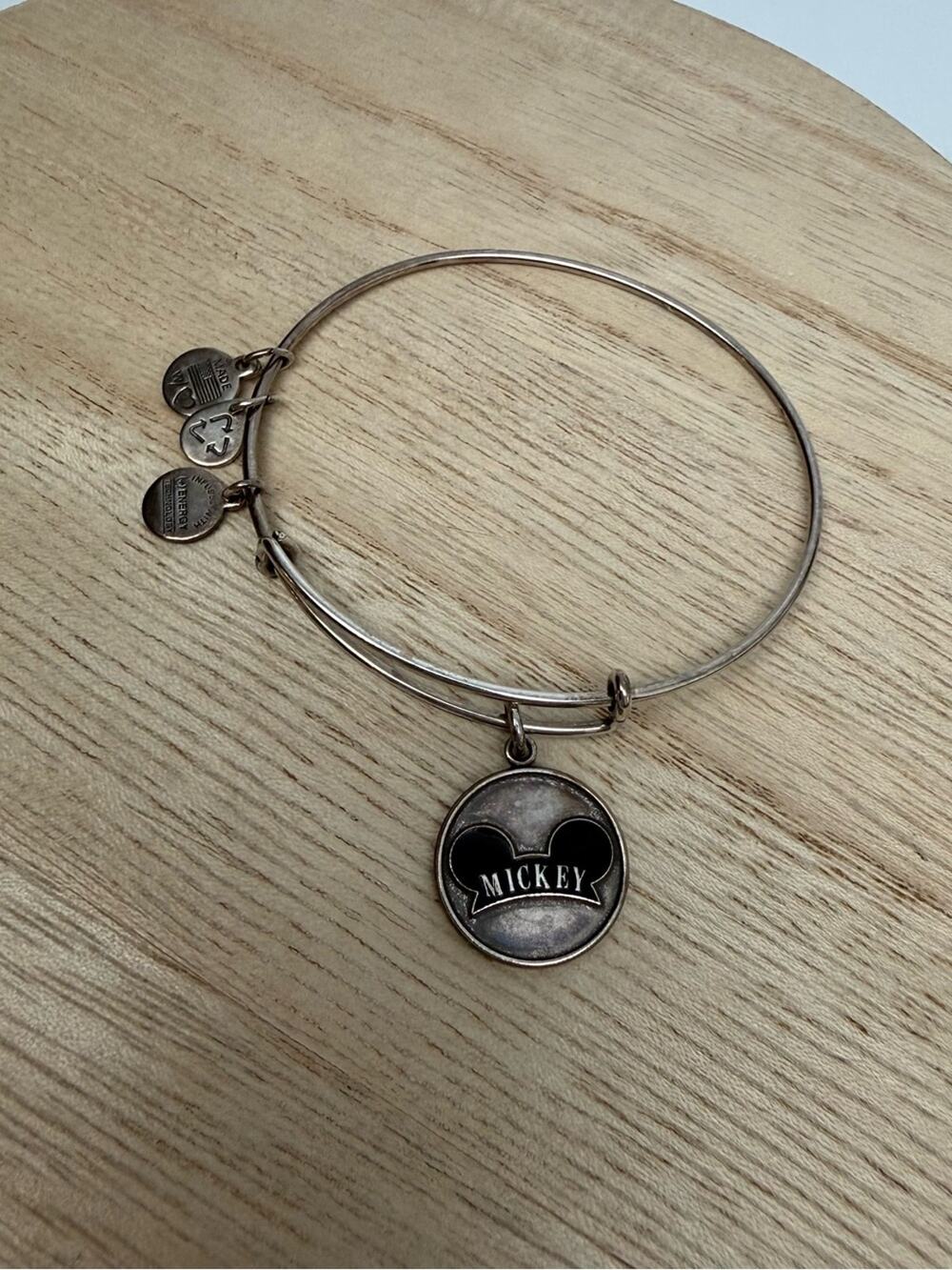 Alex and Ani Silver Mickey Mouse Charm Bangle Bracelet